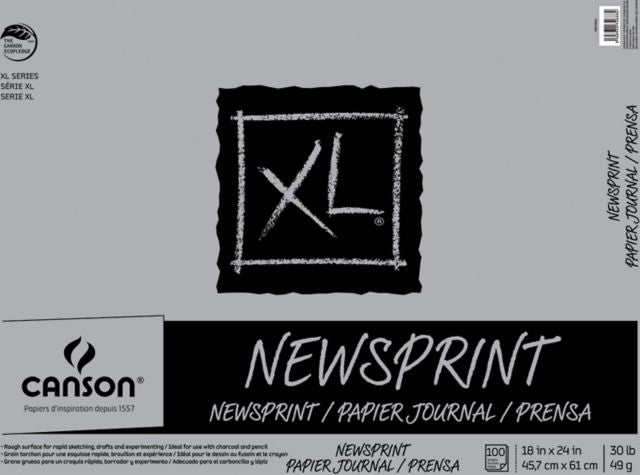 Canson Newsprint Paper Pad Rough 18 x 24 Tape Bound 100 Sheets