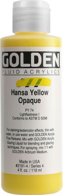 Fluid Acrylic Hansa Yellow  Opaque 4 oz