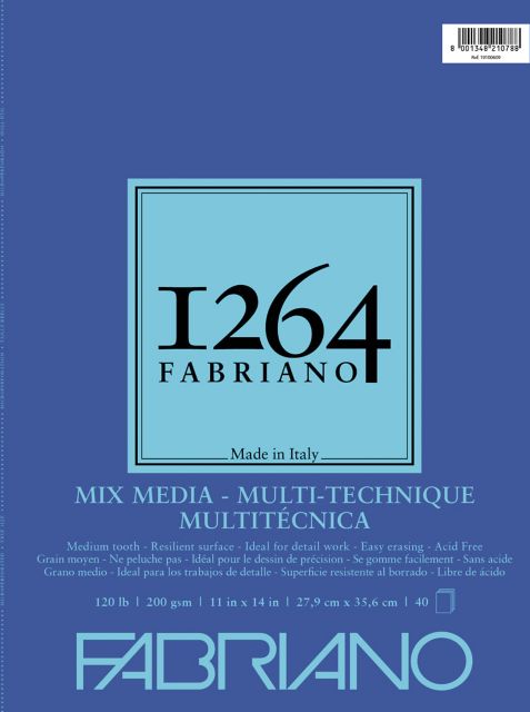 1264 MIXED MEDIA PAD 120LB WIRE BOUND 11X14 40 SHEETS