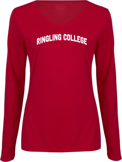 Ringling School Womens Long Sleeve V Neck Tee  Arched Ringling College - ONLINE ONLY